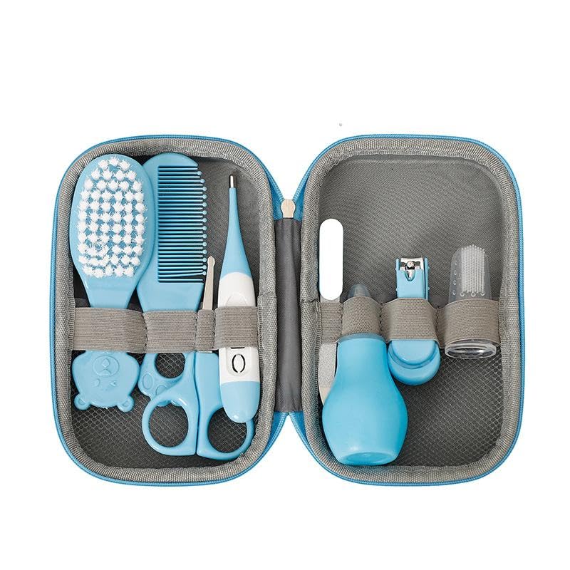 GUGU Baby 8 in 1 Baby Grooming Kit Newborn Baby Care, Blue or Pink, Baby Hair Nail Thermometer Care Set - Image 2
