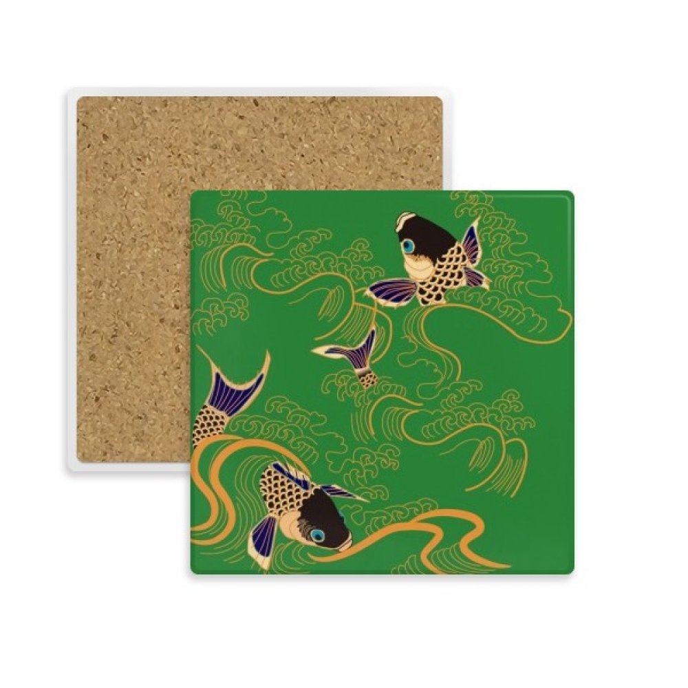 Coaster jaune poisson en pierre absorbante pour tasse et verre DIYthinker