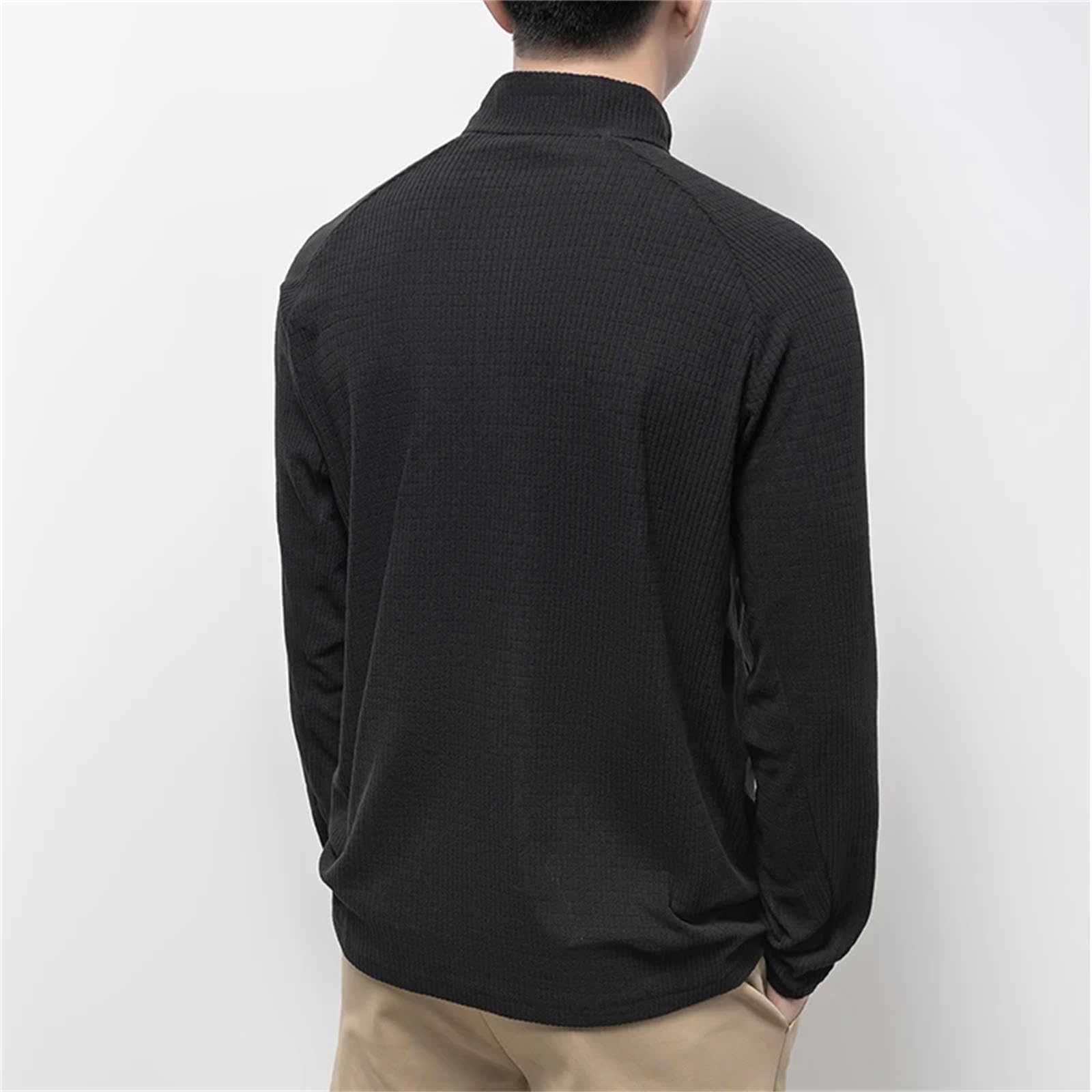 T-shirt da uomo a maniche lunghe traspirante con scollo rotondo a mezza zip a maniche lunghe Sport traspirante Pullover