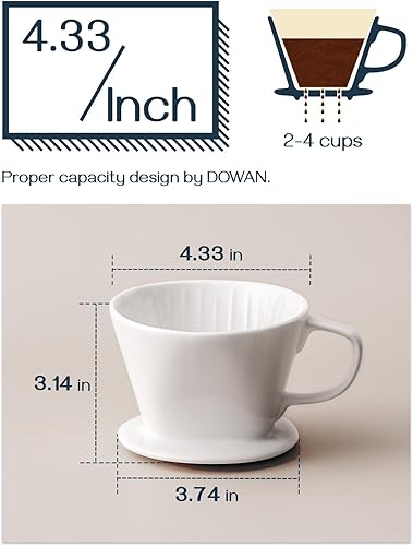 Miniatura 3 de DOWAN Gotero de café para verter sobre café, cafetera no eléctrica, accesorios de preparación lenta de porcelana para el hogar, cafetería,