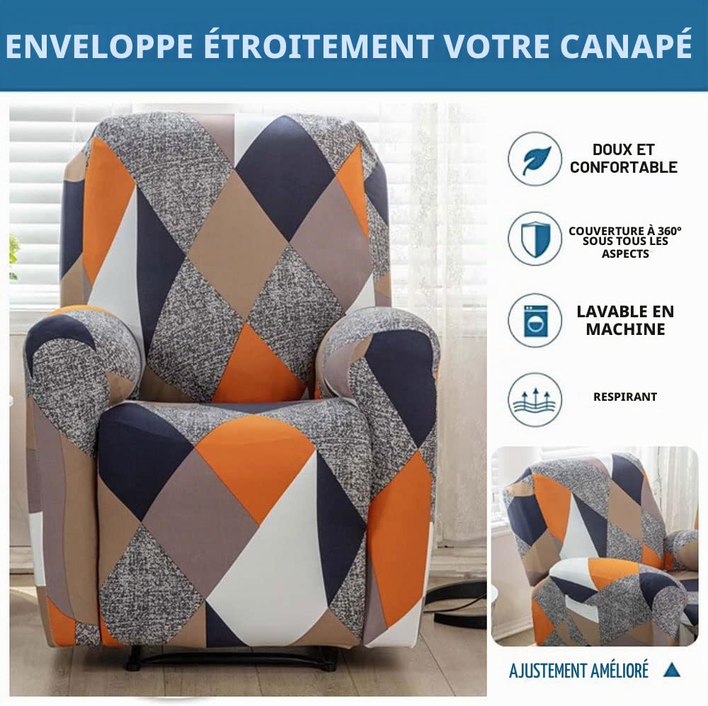 4/6/8 pièces Housse pour Fauteuil Relax Extensible 1 2 3 places Canapé Relax Sofa Housse Fauteuil Inclinable Complète Spandex Housse de Canapé Protège Canapé Housse avec Poche Latérale ( Color : 33# ,