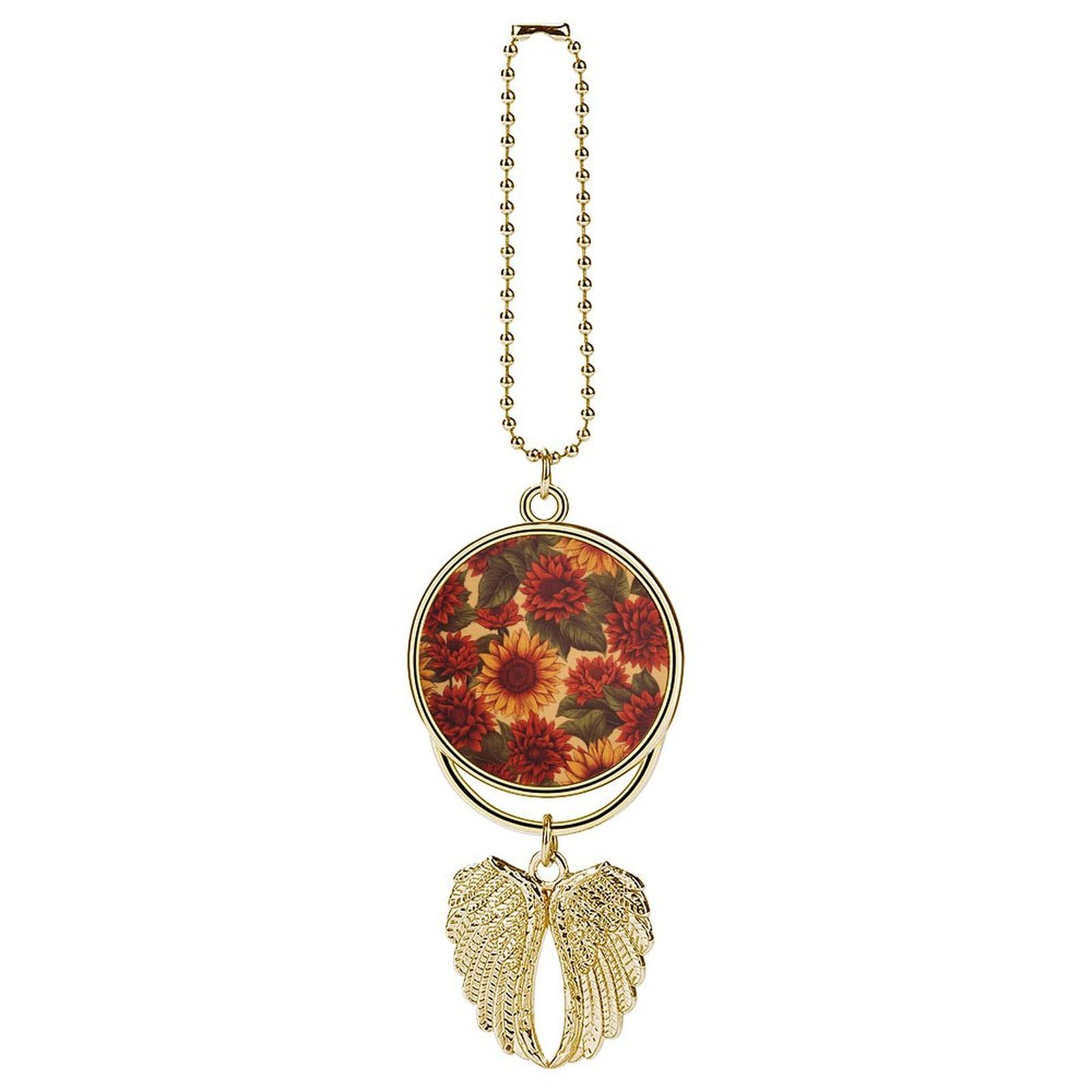 Red Sunflower Car Pendant Car Rearview Mirror Pendant Custom Photo Car Hanging Ornament Car Rear View Mirror Hanging Accessories Angel Wing Car Charm Gift for Men Women