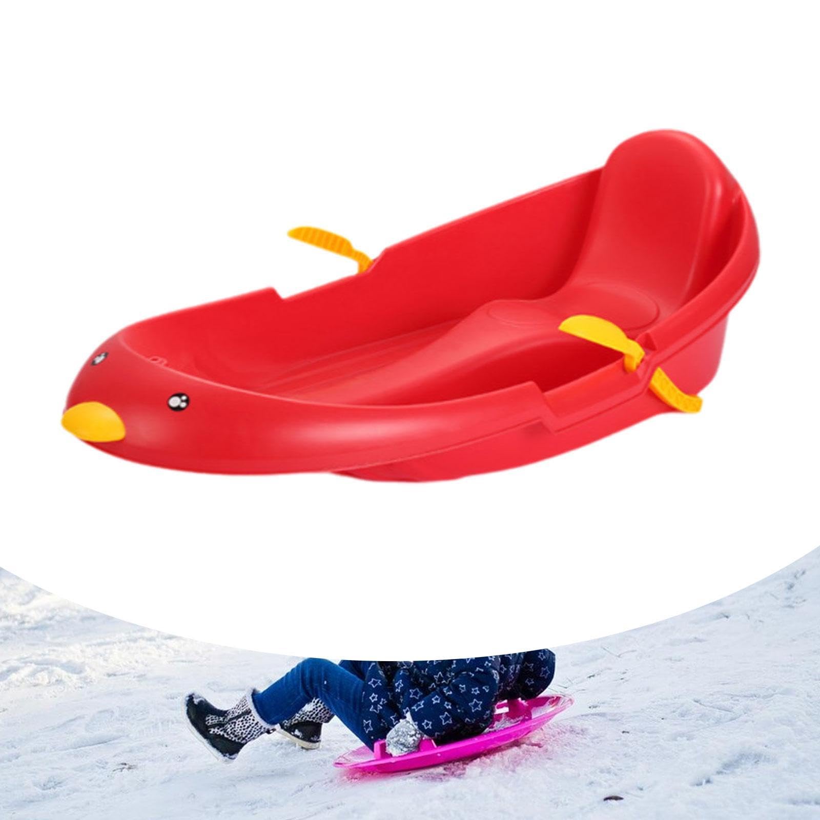 QSTDGVPW Snow Sled with Brake Grass Sled Ski Sled Downhill Sled for Girls Kids Children Boys, Red