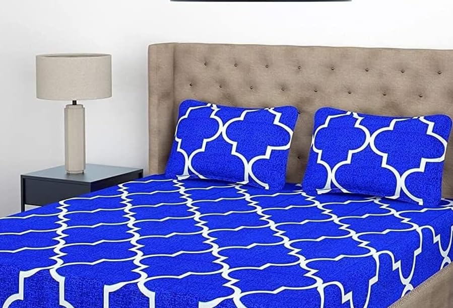 Image of BEVI Premium Microfiber 300 TC Fabric Pillow Cover | Ultra Soft & Smooth | Printed Color Pillow | Fade Resistant & Wrinkle Free | Luxury Home Decor | Blue White Line | Pack of 2