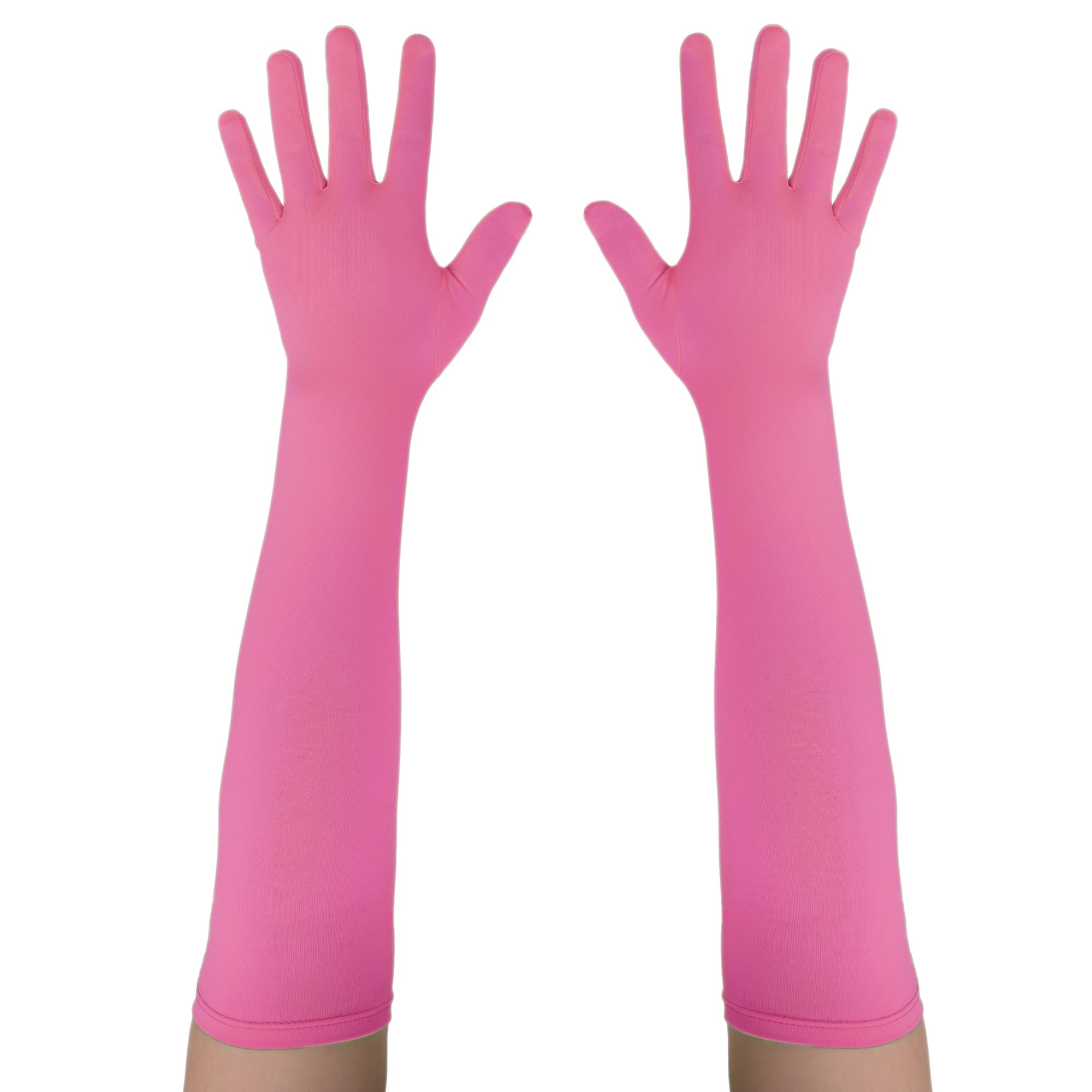 Seeksmile Long Gloves Unisex Adult 18" Length Spandex Stretchy Cosplay Costume Gloves, Hot Pink, One size