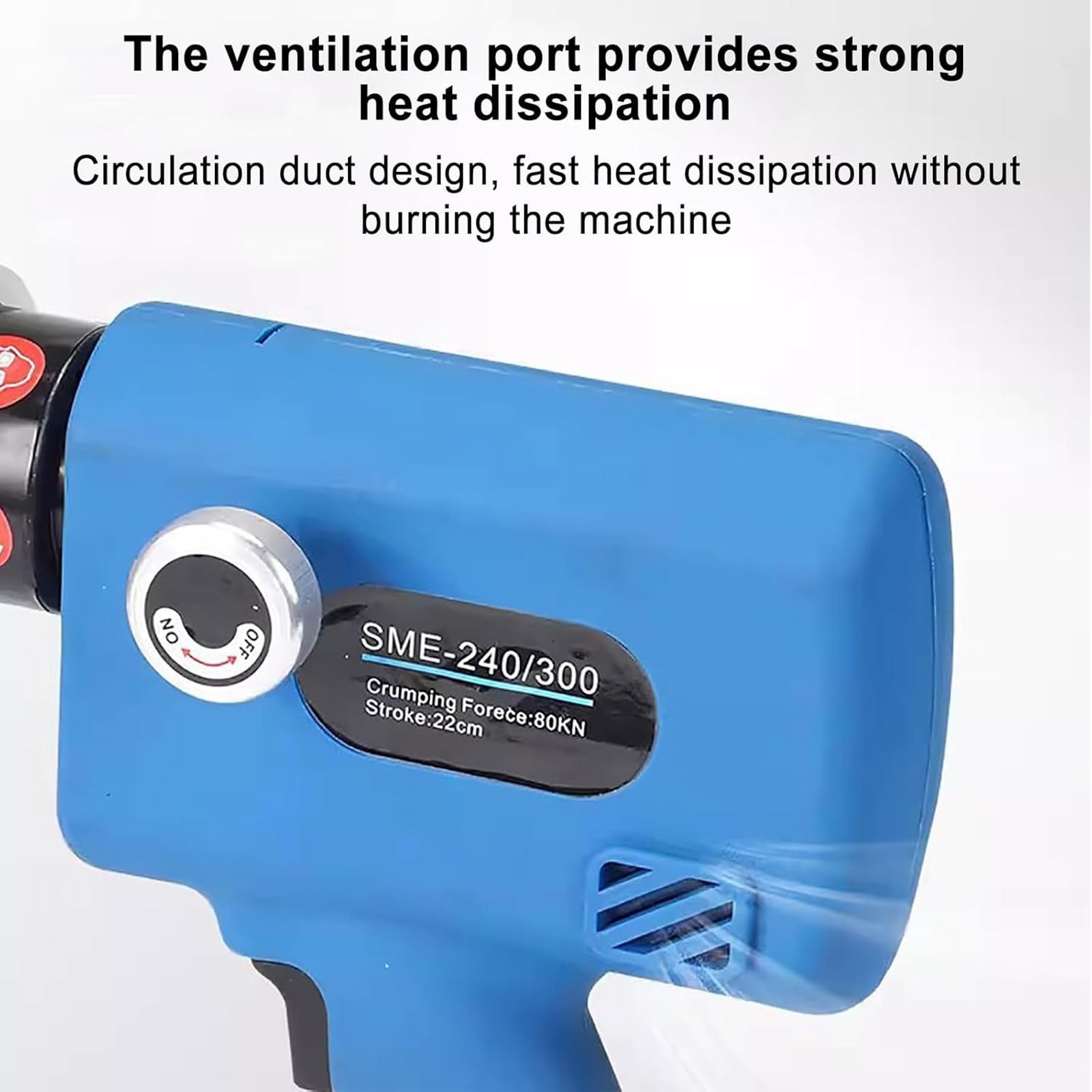 Crimpadora eléctrica hidráulica de alambre, herramienta inalámbrica de 80 KN con rotación de 360° y carrera de 22 mm para aplicaciones de construcción y sala de máquinas