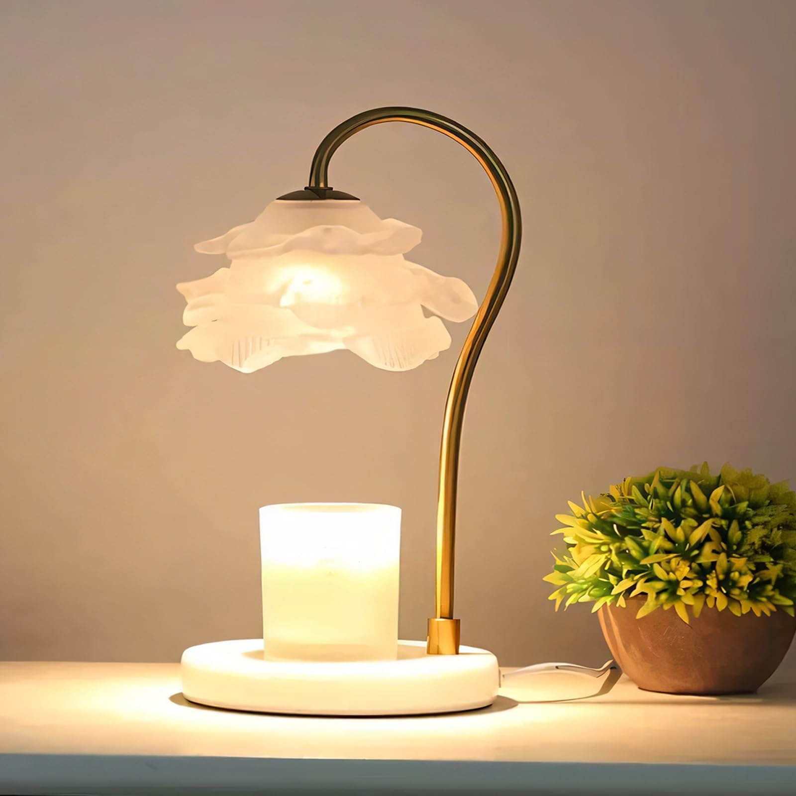 Lampada Scalda Candela Con Timer: A A Forma Di Fiore, Cera Da Sciogliere, Regali Per La Casa, Nuovo Arredamento, Regalo Natale E Compleanno Per Donne Mamme