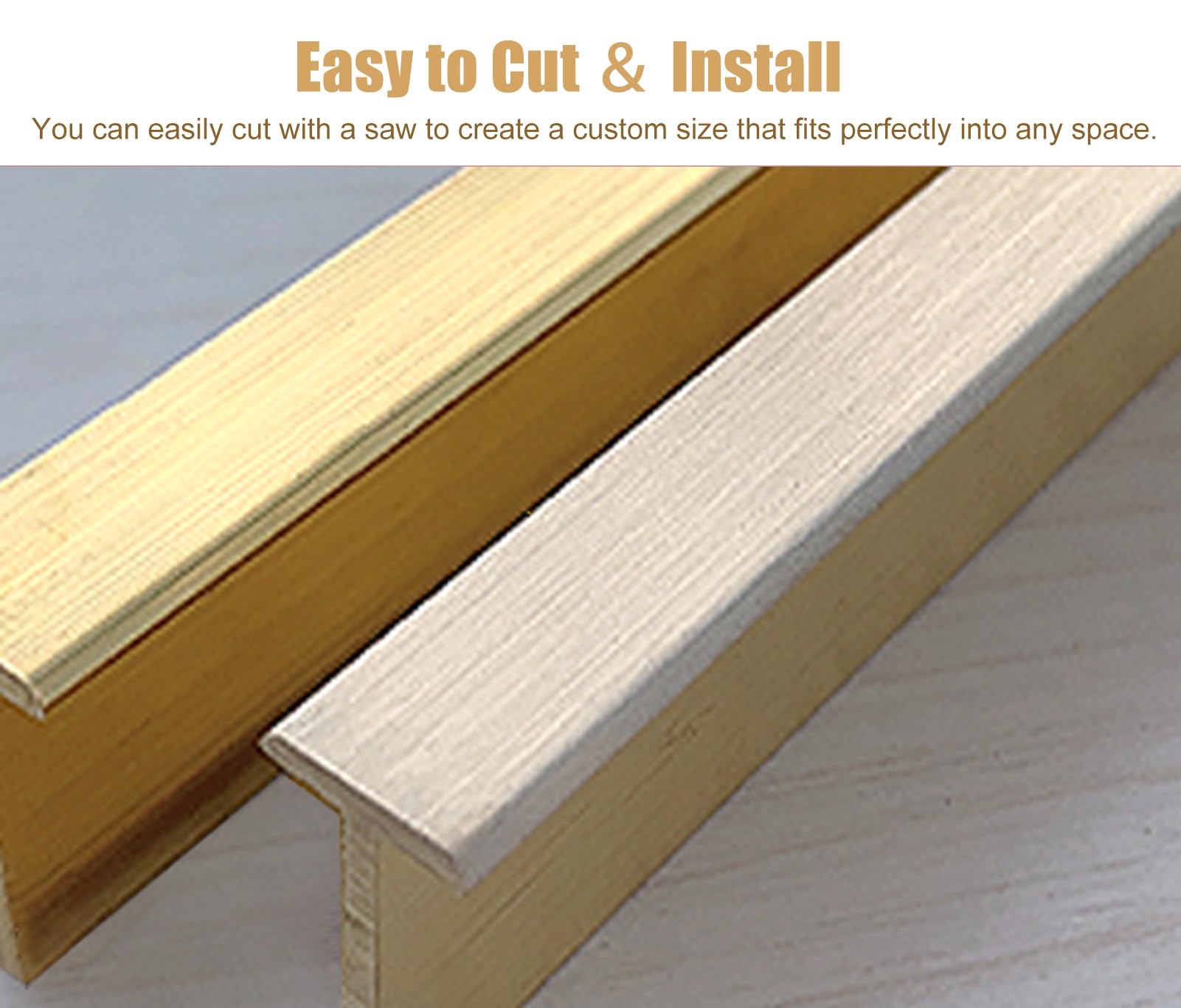 Barre de Seuil Profilé Transition Laiton Massif Brossé, Disponible 100 120 130 140 150 160cm, Joint-joint Mince Parquet Carrelage, Moulure T Encadrement Porte Mur(L100cm/40",10x16mm(0.39x0.63"))