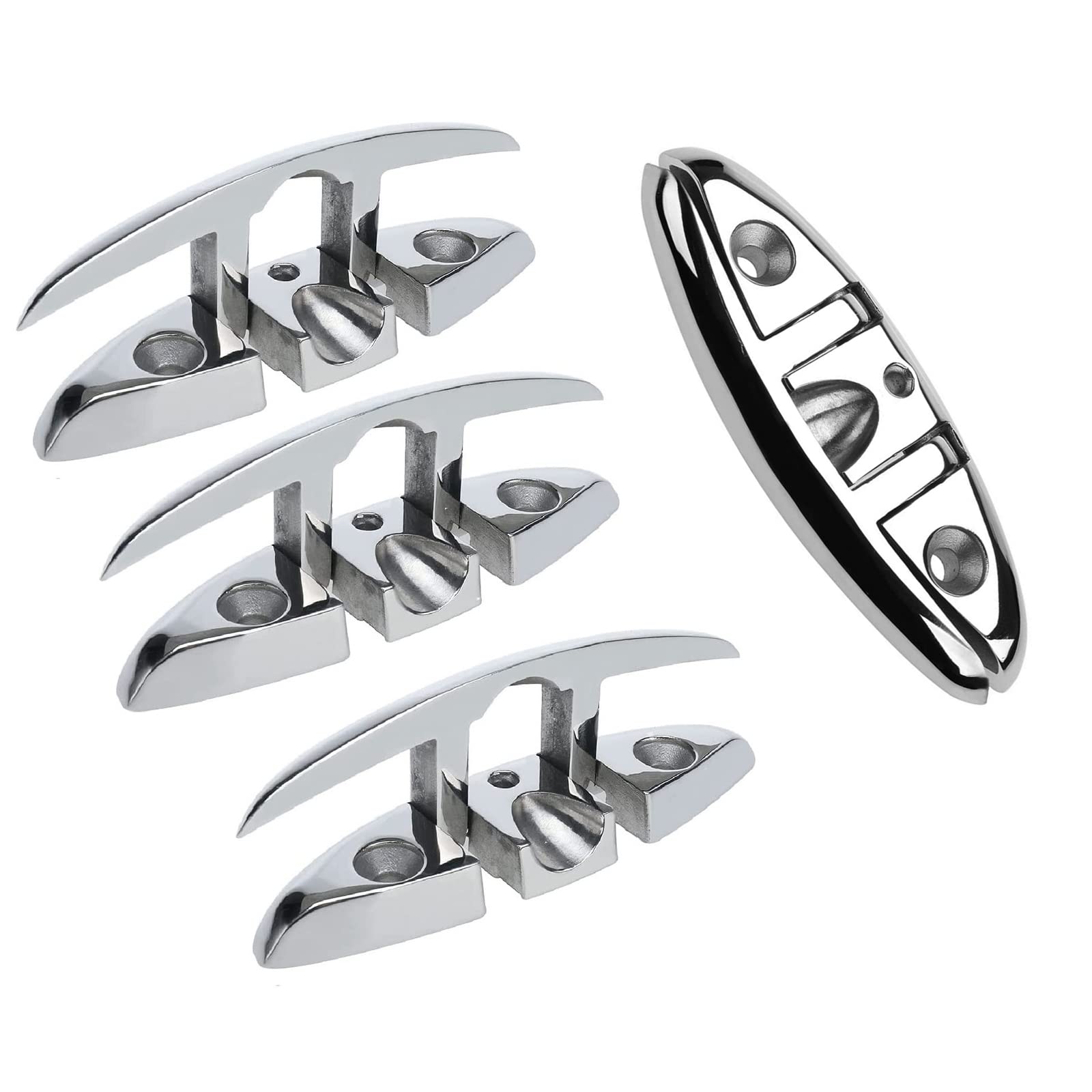 YaeMarine 6" Stainless Folding Cleat Boat Dock Cleat Marine Grade Stainless Steel Folding Cleat Flip-up Dock Cleat