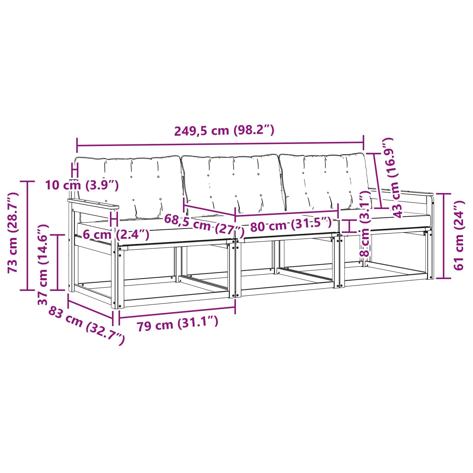 Outdoor-Sofagarnitur mit Kissen 3-teilig Weiß Schwarz wetterfest langlebig modernes Akazienholz für Garten Terrasse Balkon Wohnzimmer Essbereich, platzsparend und vielseitig nutzbar