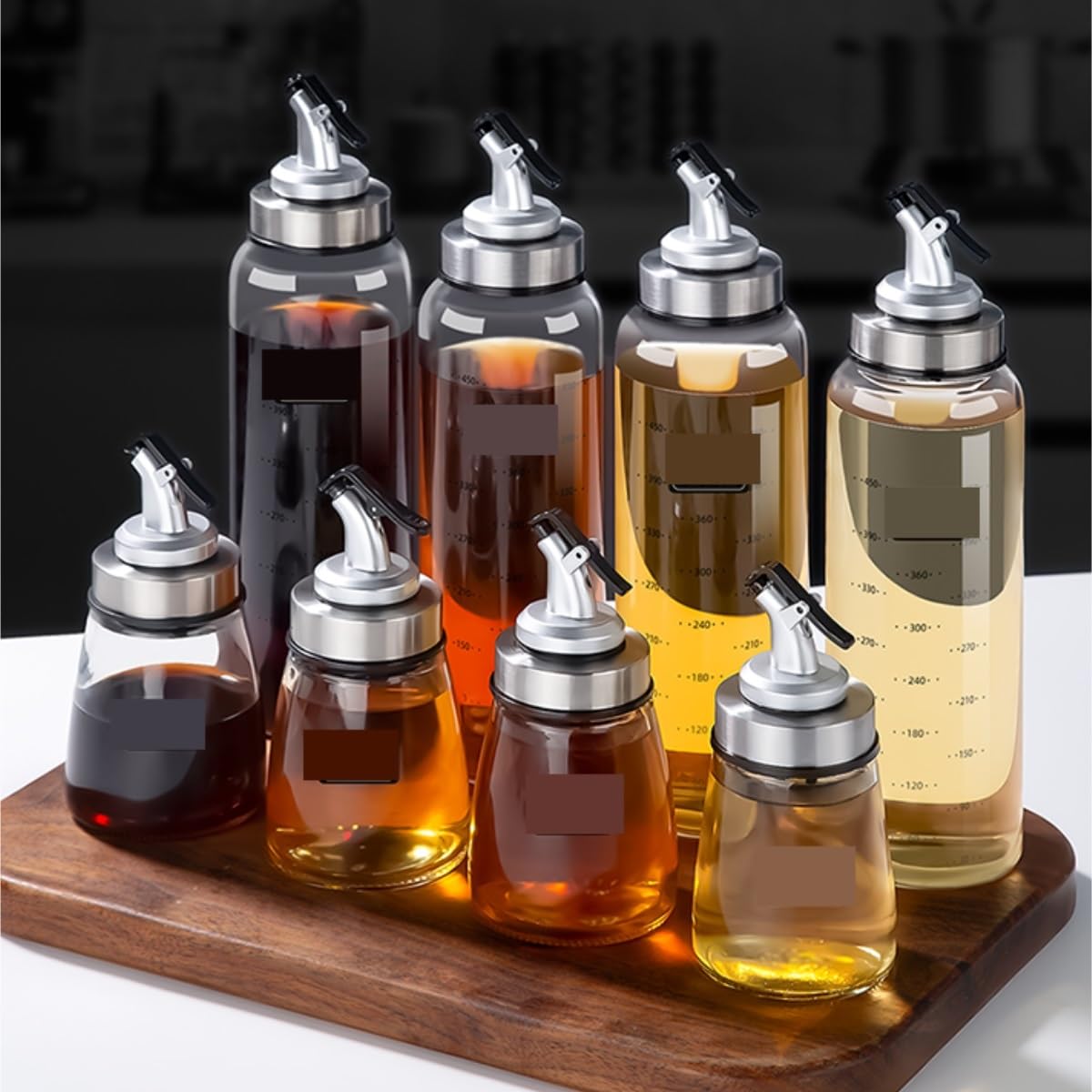 Essig Ölflaschen Set Sojasauce Essig Öl Topf Küche Haushalt Glas Trennwand Gewürzglas 4 Stück Set Küche | 24x6.5cm