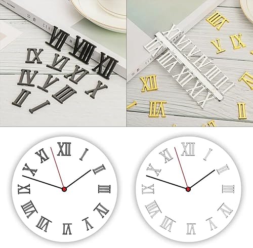 Miniatura 5 de Vctitil Kit de números de reloj de 6 piezas, número arábigo y número romano, números de reloj digital, diseño de manecillas de reloj, accesorios de