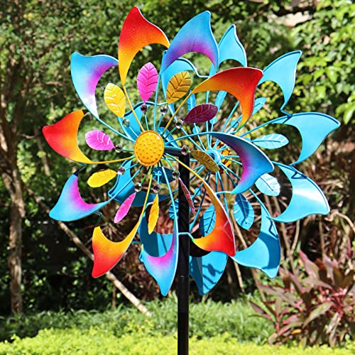 Lerfugi Wind Spinners Outdoor Metal-Patio Lawn Garden Wind Sculpture Dual Direction Kinetic Windmill Spinner Large 74 Inches #TOP5