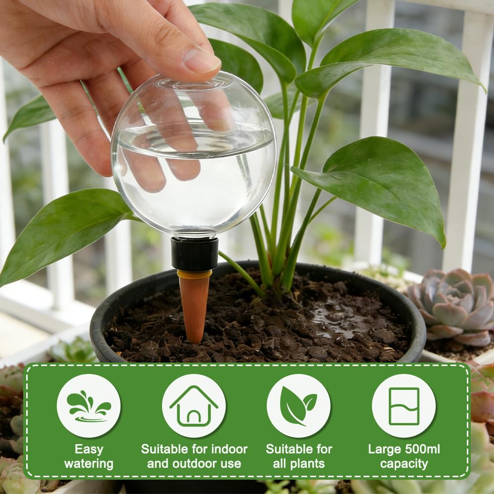 4 Pièces Globes D'arrosage des Plantes, 500ml Transparent Distributeur Eau Plante, Arrosage Plante Interieur pour Plantes D'intérieur, de Balcon et de Jardin