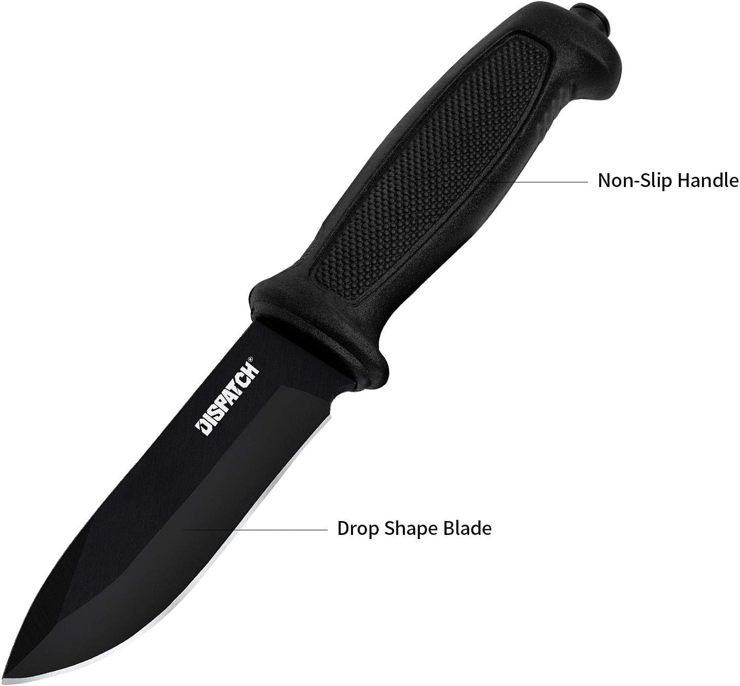 DISPATCH Tactical Fixed Blade Knife Bushcraft Survival Hunting Tool, Non-slip Stylish Handle, with Practical Kydex Sheath, for Camping, Hunting, Adventure, 9'' Closed : Tools & Home Improvement