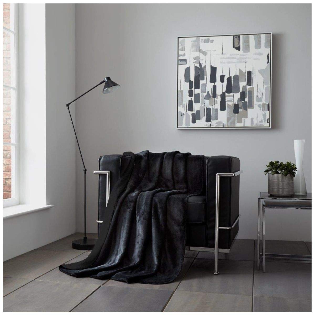 GC GAVENO CAVAILIA Soft Flannel Blankets, Heated Throw Blanket For Sofa Large, Thermal Washable Throws, Black, 150X200 Cm