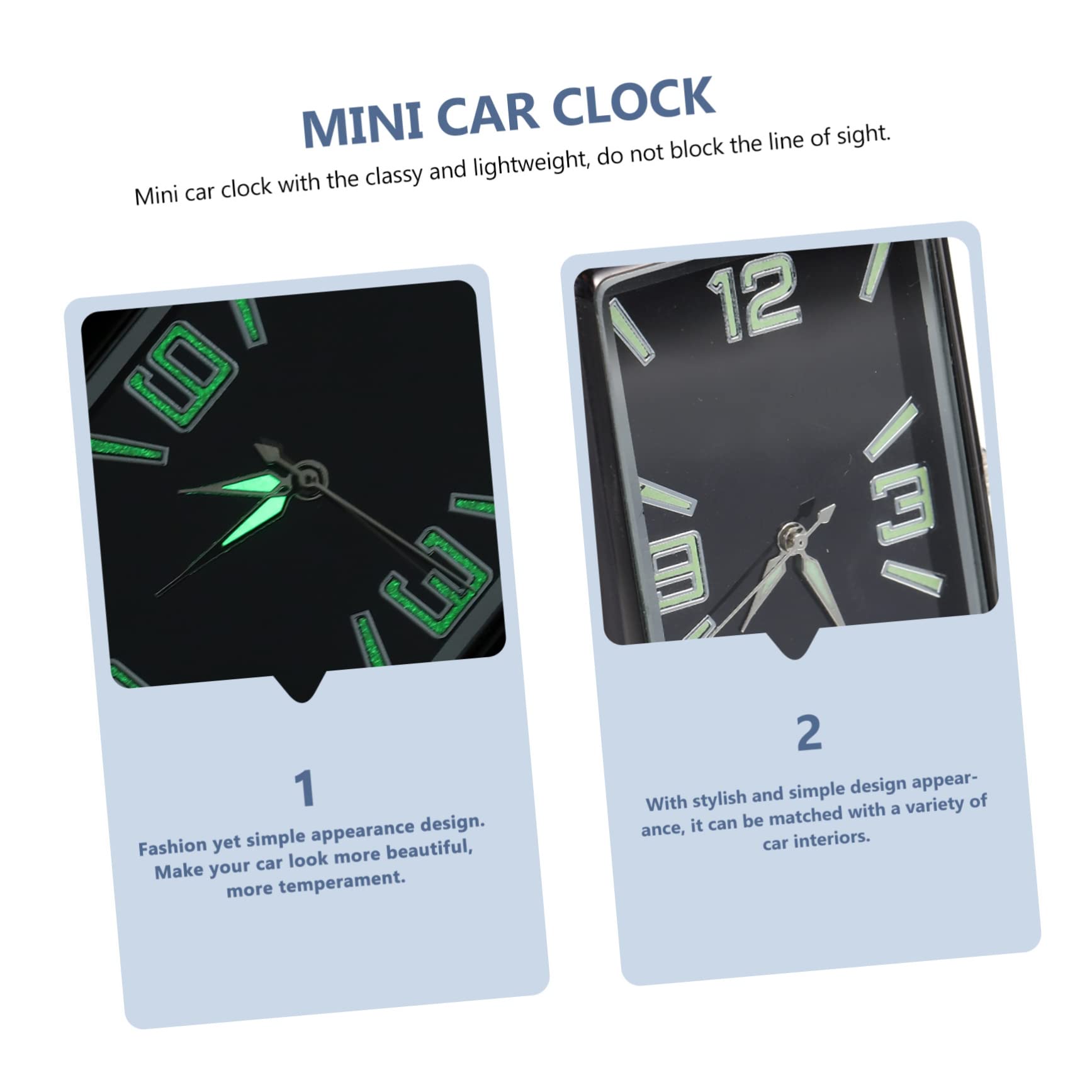 iplusmile 5piezas Reloj De Coche Analógico Decoración De Tablero Luminoso Reloj De Salpicadero Práctico Para Automóviles