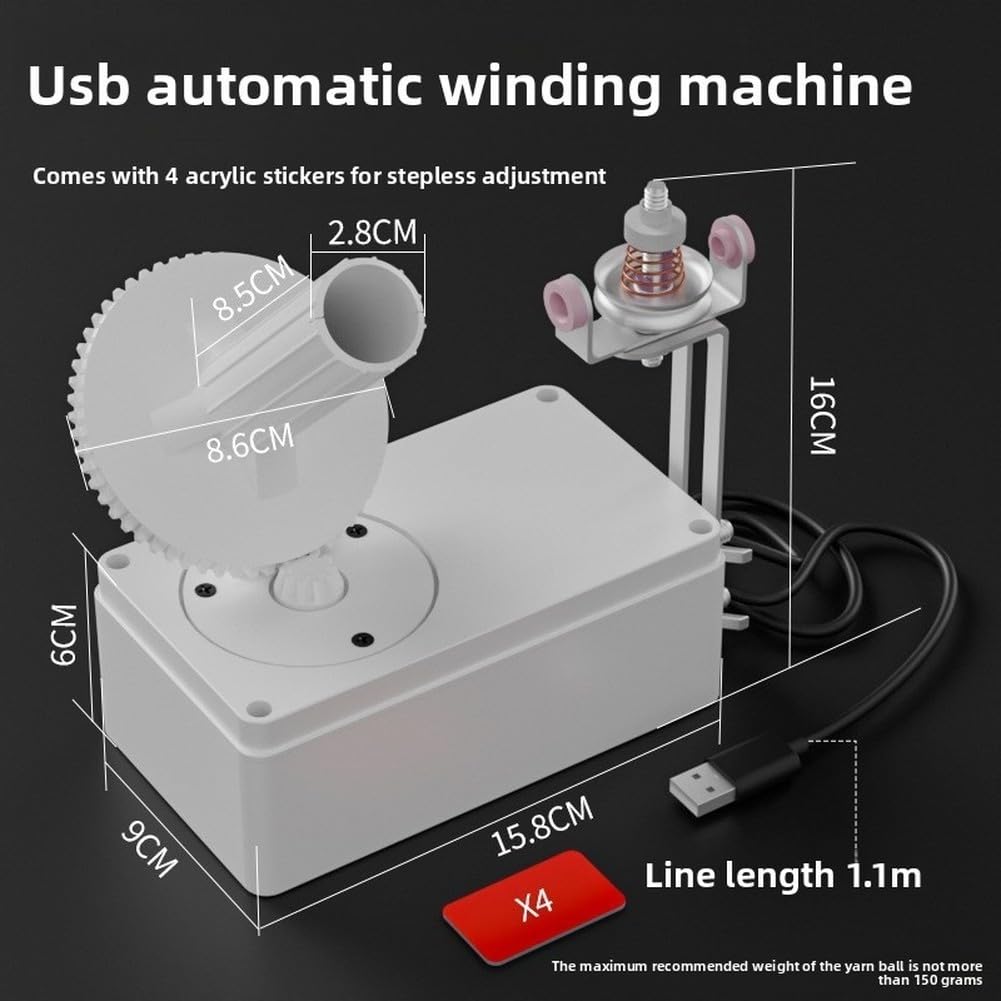 Avvolgitore per filati, alimentato tramite USB, avvolgitore automatico per gomitoli, strumento portatile per torte per avvolgimento efficiente