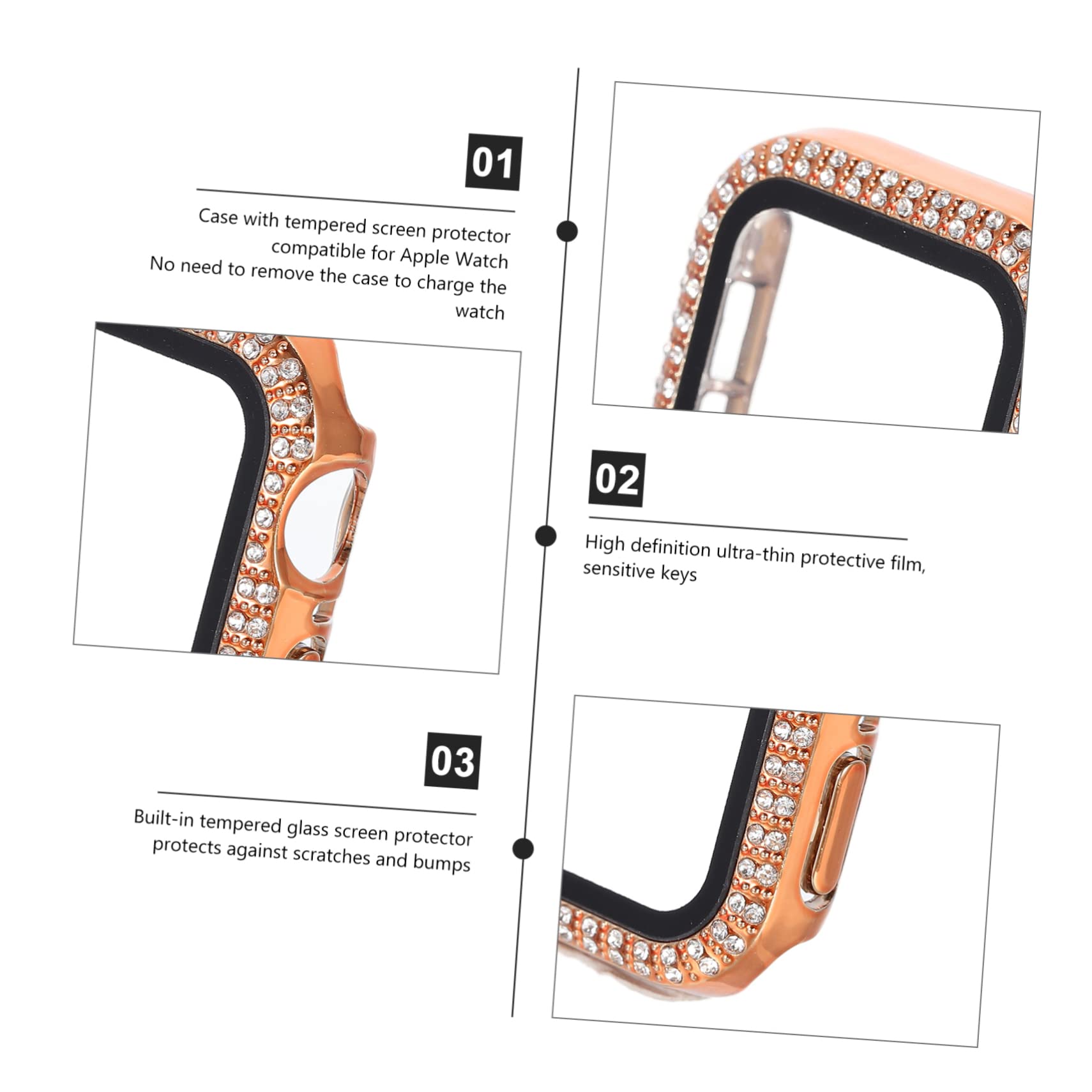 HEMOTON 20stücke Tempered Film Watch Shell Kompatibel Mit Anti-Kratzer Glänzende Bling-hülle Installieren Schützt Ihre Roségold Rosé