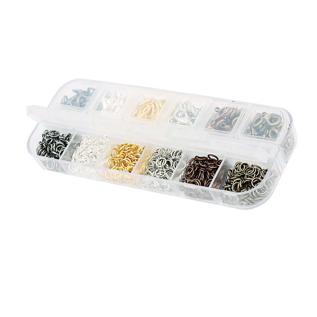 5 set di 12 stili in scatola per la creazione di gioielli kit starter kit di chiusura a moschettone anellini aperti