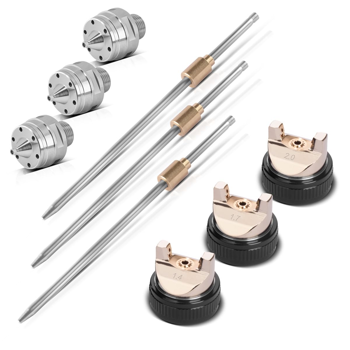 STAHLWERK HVLP Lackierpistolen-Set SG-250 ST mit Mischbecherset 25-teilig | Lackierpistole mit Fließbecher, Reinigungs-Set, Düsensatz 1,4/1,7/2,0 mm, Druckluftpistole, 650 ml