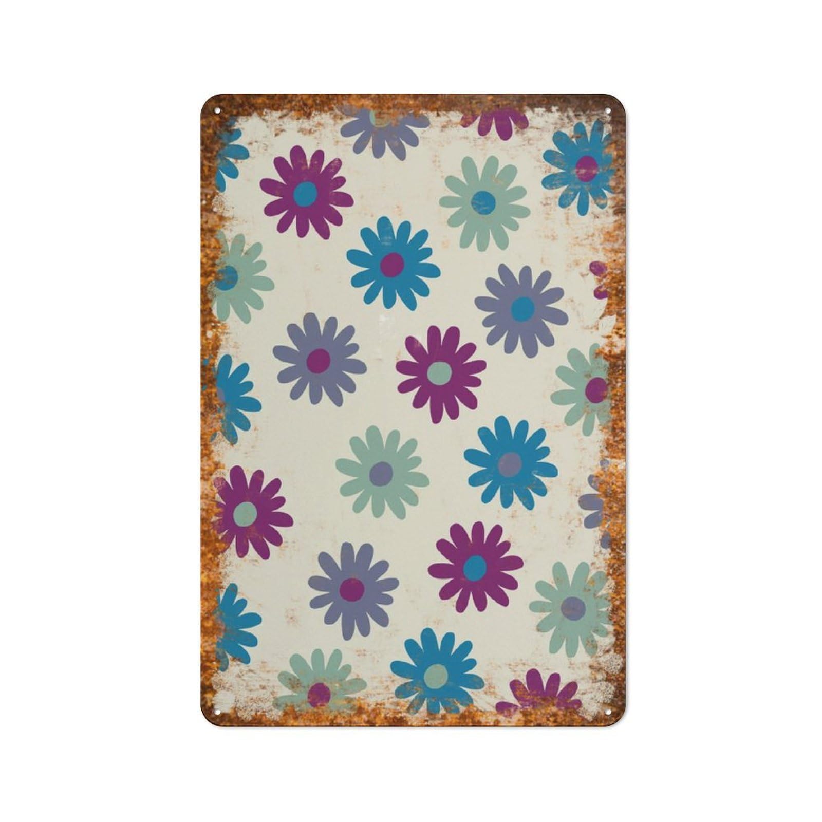 peiyeety Metal Tin Sign Colorful Daisy Minimalist Pattern Vintage Rustic Wall Art Kitchen Bathroom Bedroom Living Room Cafe Farmhouse Entryway Office Garage Home Bar Laundry Room Porch Patio 6x8 Inch