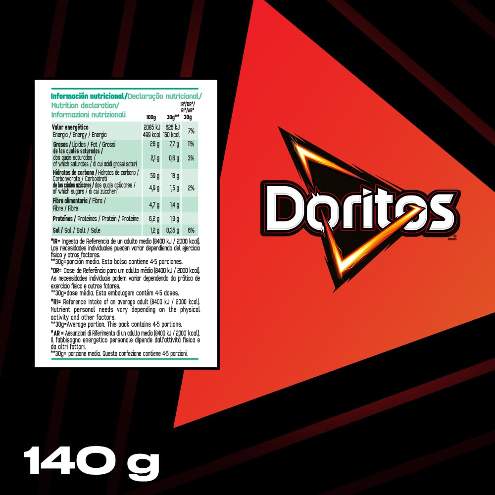 Doritos Chilli Nachos Picante Aperitivo Bolsa Individual 140gr