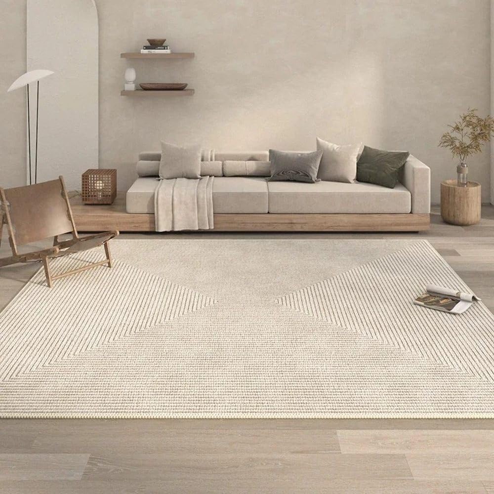 Tapis beige lavable en machine fini les taches sur votre tapis de salon de chambre 100x150