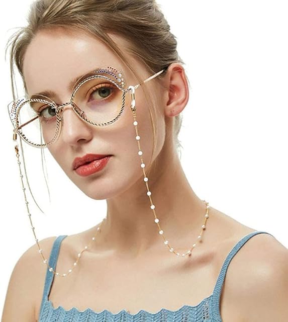 Bohend Simple Sunglasses Chain Gold Pearls Face Mask Chain Eyeglasses Chain Glasses Accessories For Women And Girls