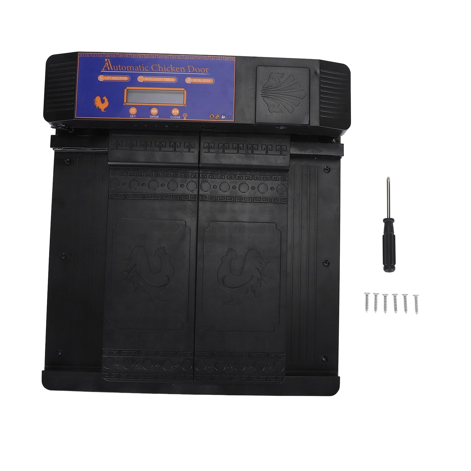 Apriporta Automatico per Pollaio, Porta Intelligente con Doppio Timer di Apertura con Schermo LED, Porta Automatica per Polli a Batteria per Polli Grandi, Medi Animali Domestici