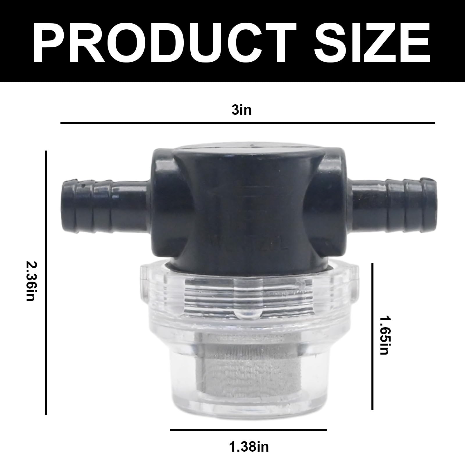 Hoypeyfiy 1/2 Inches Water Pump Strainer 2PCS for 12V DC 80 PSI Camper Marine Boat Lawn, 80 Mesh Filter — Amazon image 4