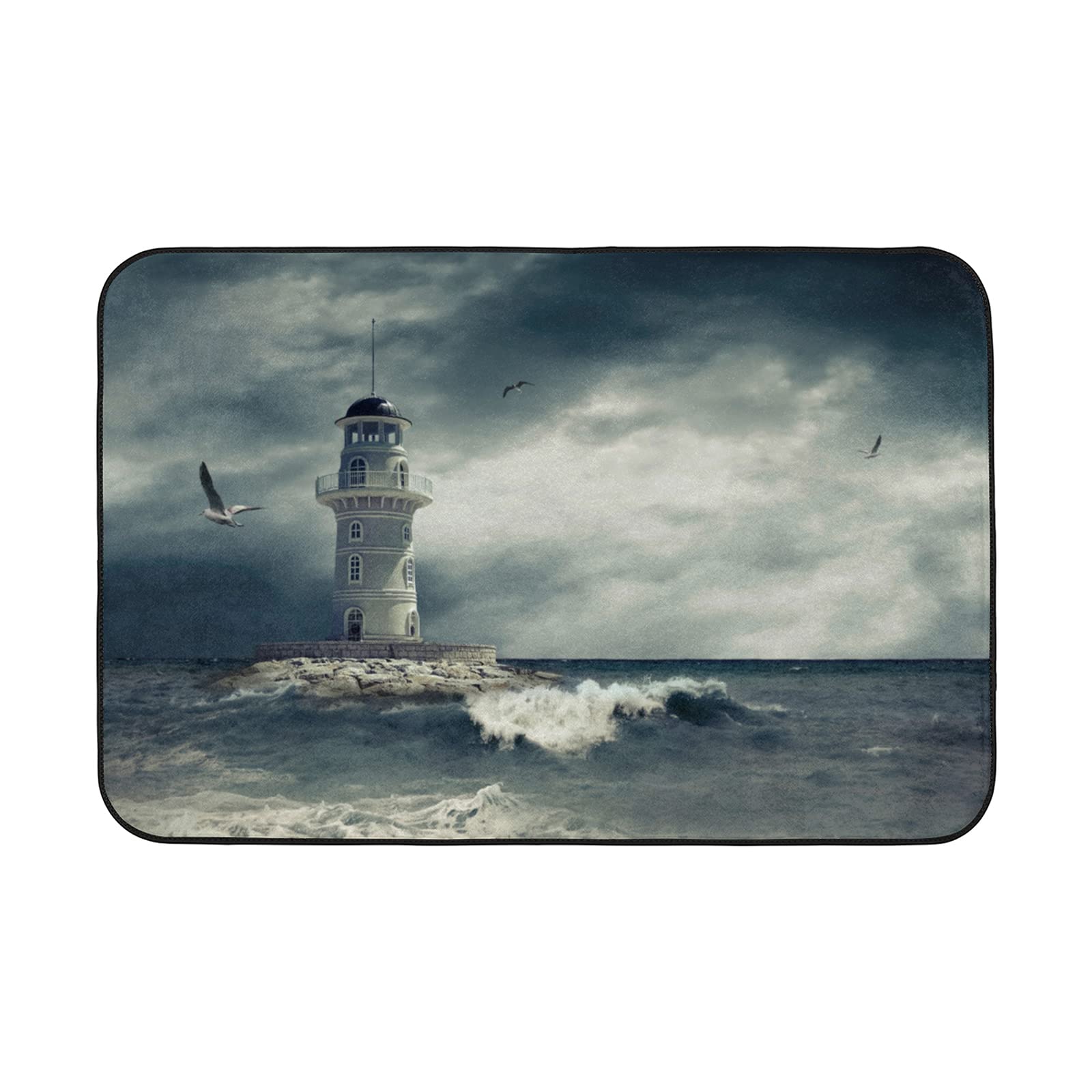 Bioputty Kitchen Mat Lighthouse Kitchen Floor Mat Cushioned Anti-Fatigue Kitchen Rug Seagull Non-Slip Kitchen Rugs and Mats Comfort Mat for Kitchen, Floor Home, Office, Sink, Laundry 18x30 Inch