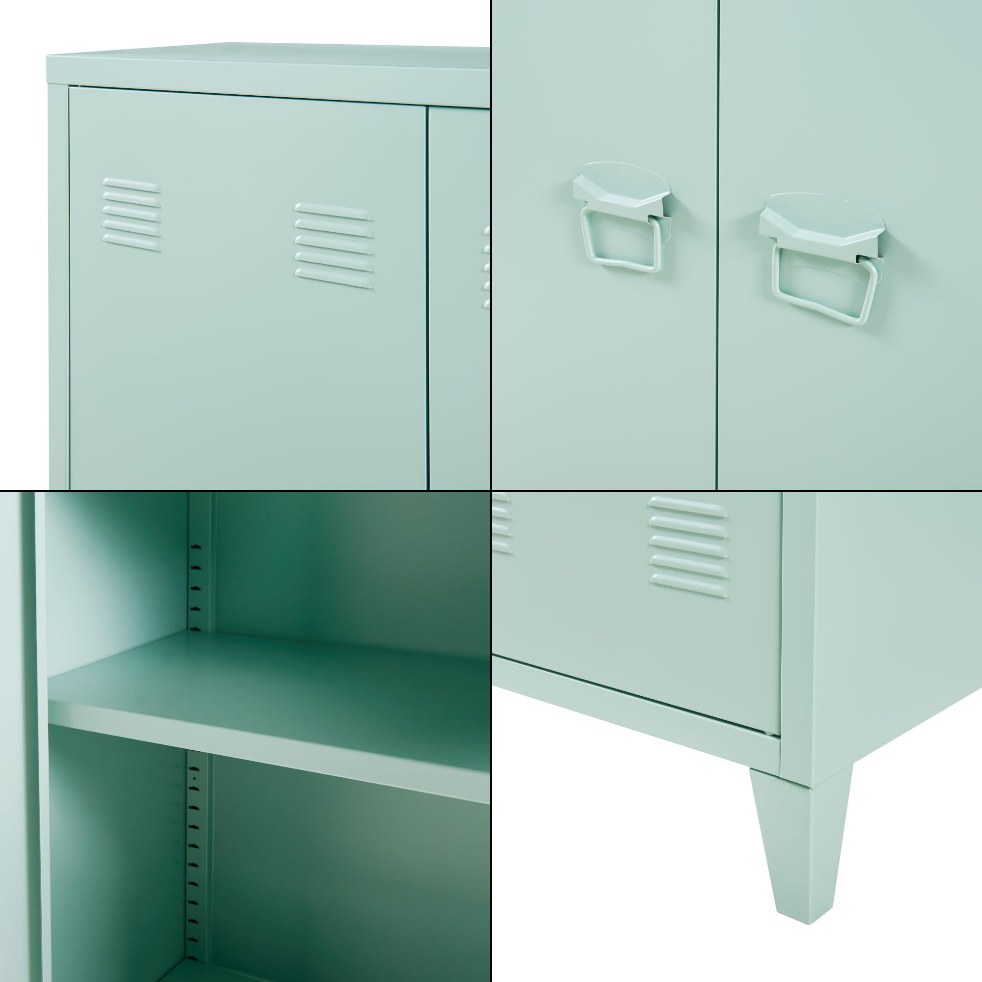[en.casa] Armadietto da Ufficio Mobile in Acciaio per Archivio Armadio a 2 Ante e Ripiani 110 x 75 x 33 cm Verde Pastello