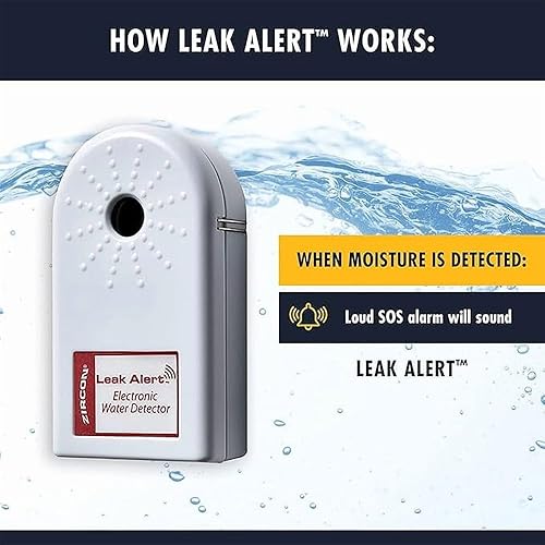 Vista 22 de Zircon Detector electrónico de fugas de agua y sensor de inundación con alarma de audio de 90 dB, alarma de fugas duales, 1 paquete, color blanco
