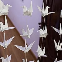 White Paper Crane Hanging Garlands (3x5.2ft Strings, 10 Origami Birds Each) - Bridal Shower, Baby Shower, Birthday Party Decor