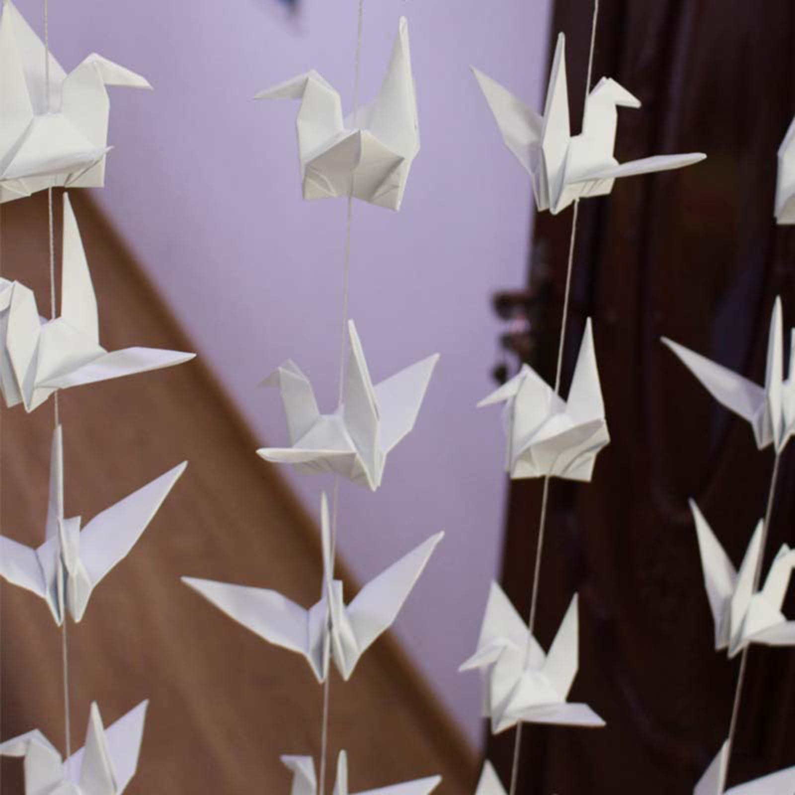 TOTIEJFJ Paper Crane Hanging Garlands(3stringsX 5.2ft), Origami Birds Streamers for Bridal Shower, Baby Shower Birthday Party Supplies (White)