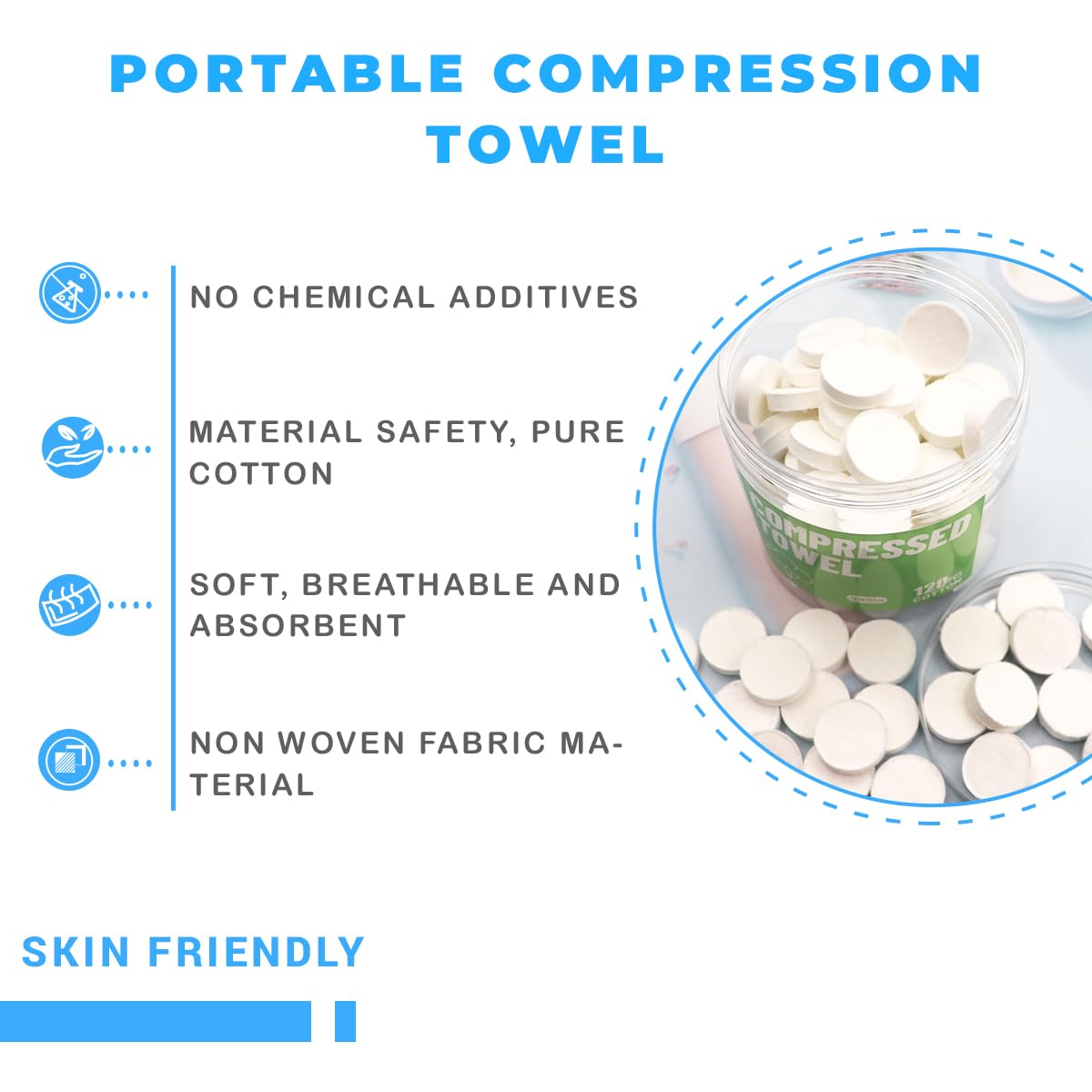 Lot De 50 Serviettes Compressées Jetables En Coton Doux Pour La Maison, Les Activités De Plein Air, La Randonnée, Les Voyages, Le Camping, Le Sport, Le Salon De Beauté