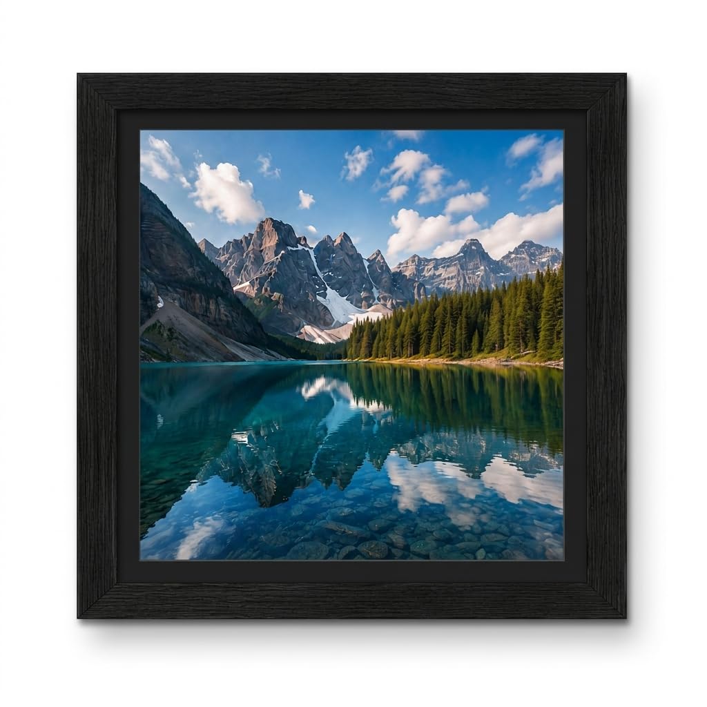 POOG 65x65cm BLACK Engineered Wood and Plexiglass, 650x650mm Photo Frame Dual Orientation Landscape or Portrait, Picture Frame Wall Hanging Display Photos artwork poster(BLACK, 65x65cm) — image 1
