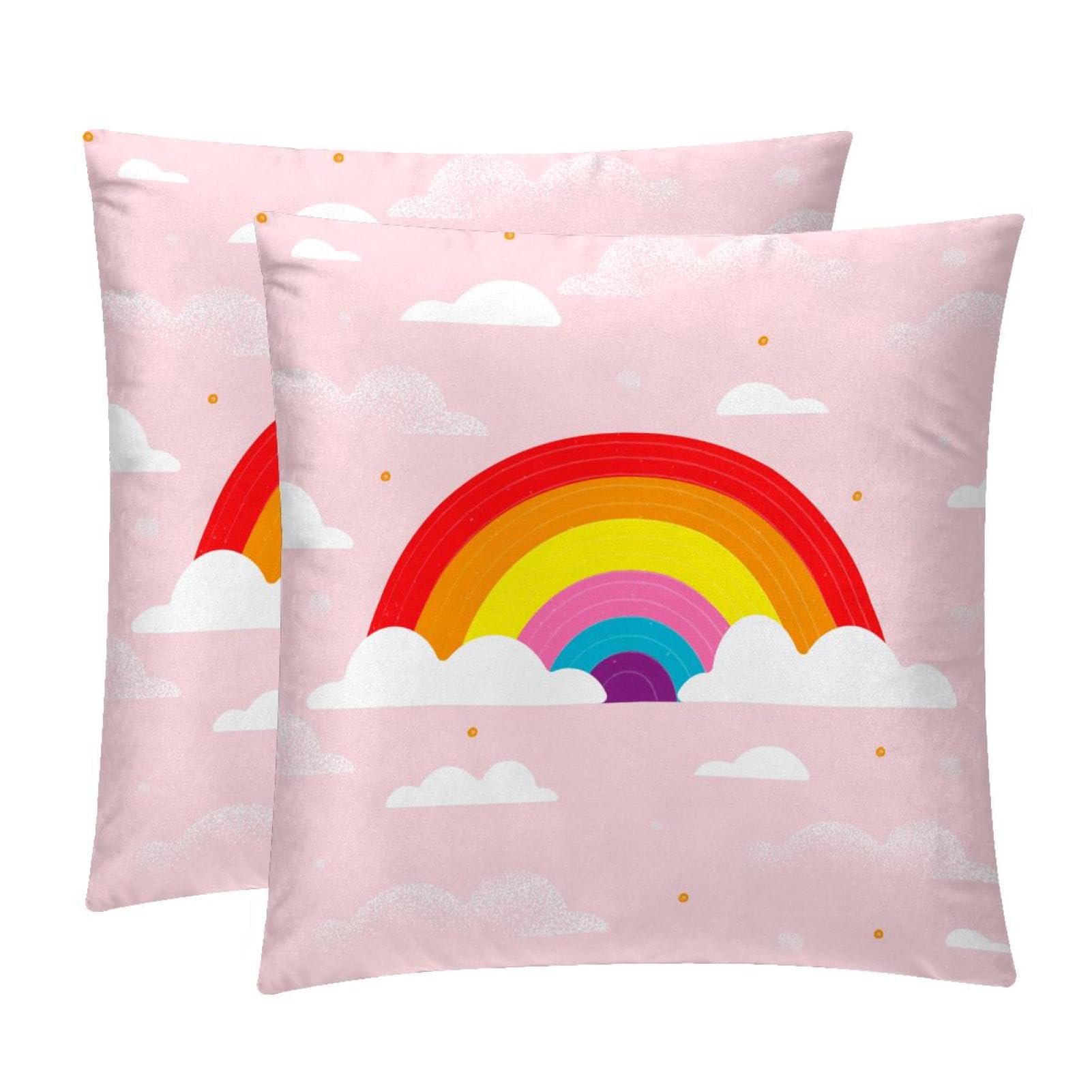 TDGKPZ Rainbow Pink Throw Pillow Cases 2 Pack Pillowcases Zipper Cushion Covers For Bedroom Living Room 50x50cm