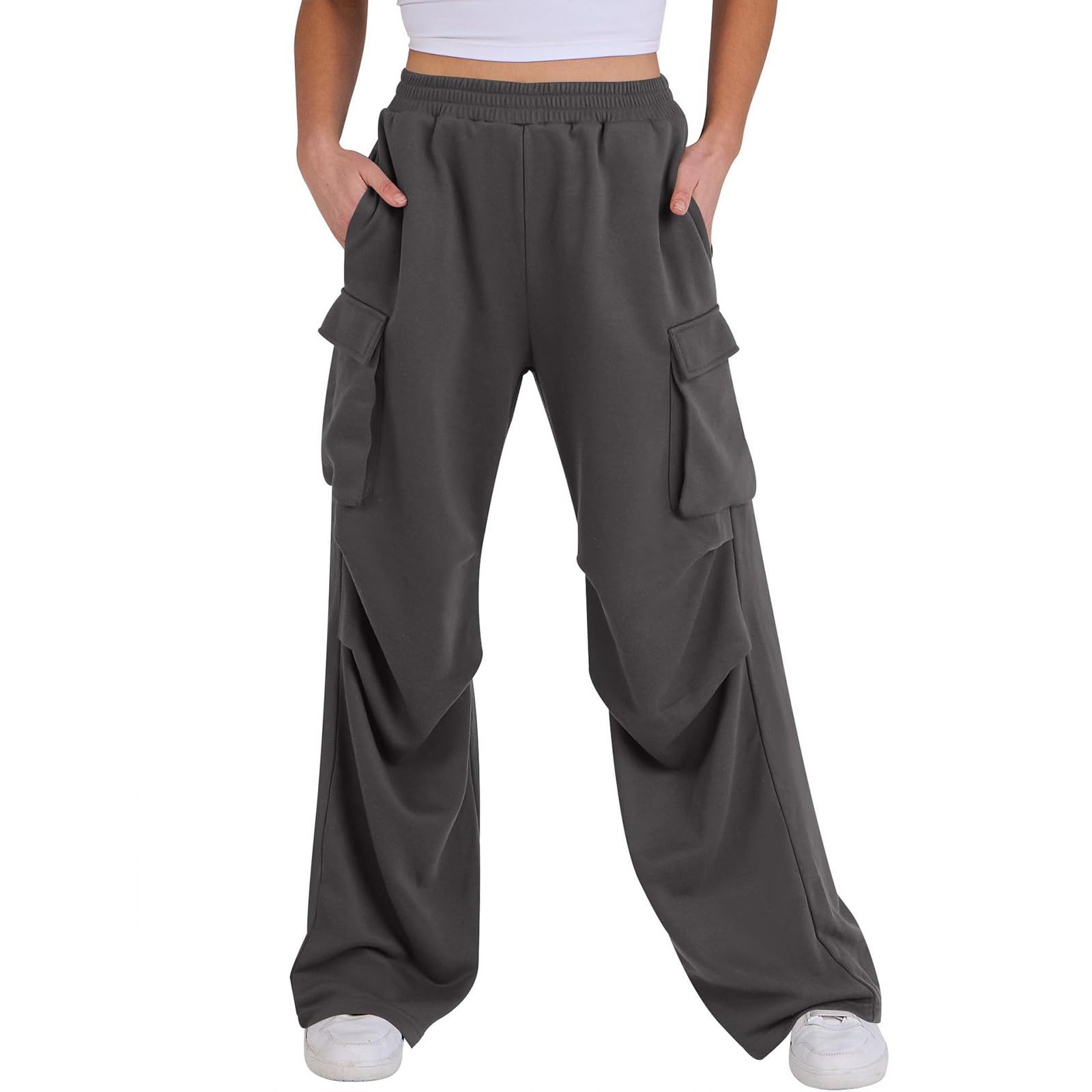 Pantalon De Jogging Femme Ample Pantalon Fluide Elastique Ample Pantalon Classique à Taille Coulissante Mode Pants avec Poches Pantalon Yoga Pantalon Noir Large Femme Pantalon Survêtement