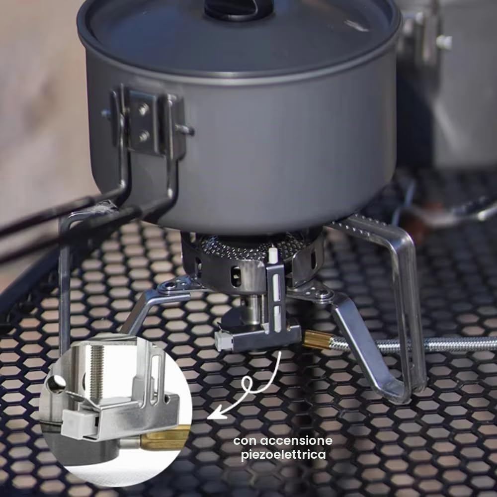 Fire-Maple FMS-125 Pro Fornello a Gas Portatile per Campeggio | Bruciatore Mini Pieghevole da 3200W per Cucina da Trekking con Accensione Piezoelettrica Bushcraft, Viaggi, Trekking e Attività Outdoor