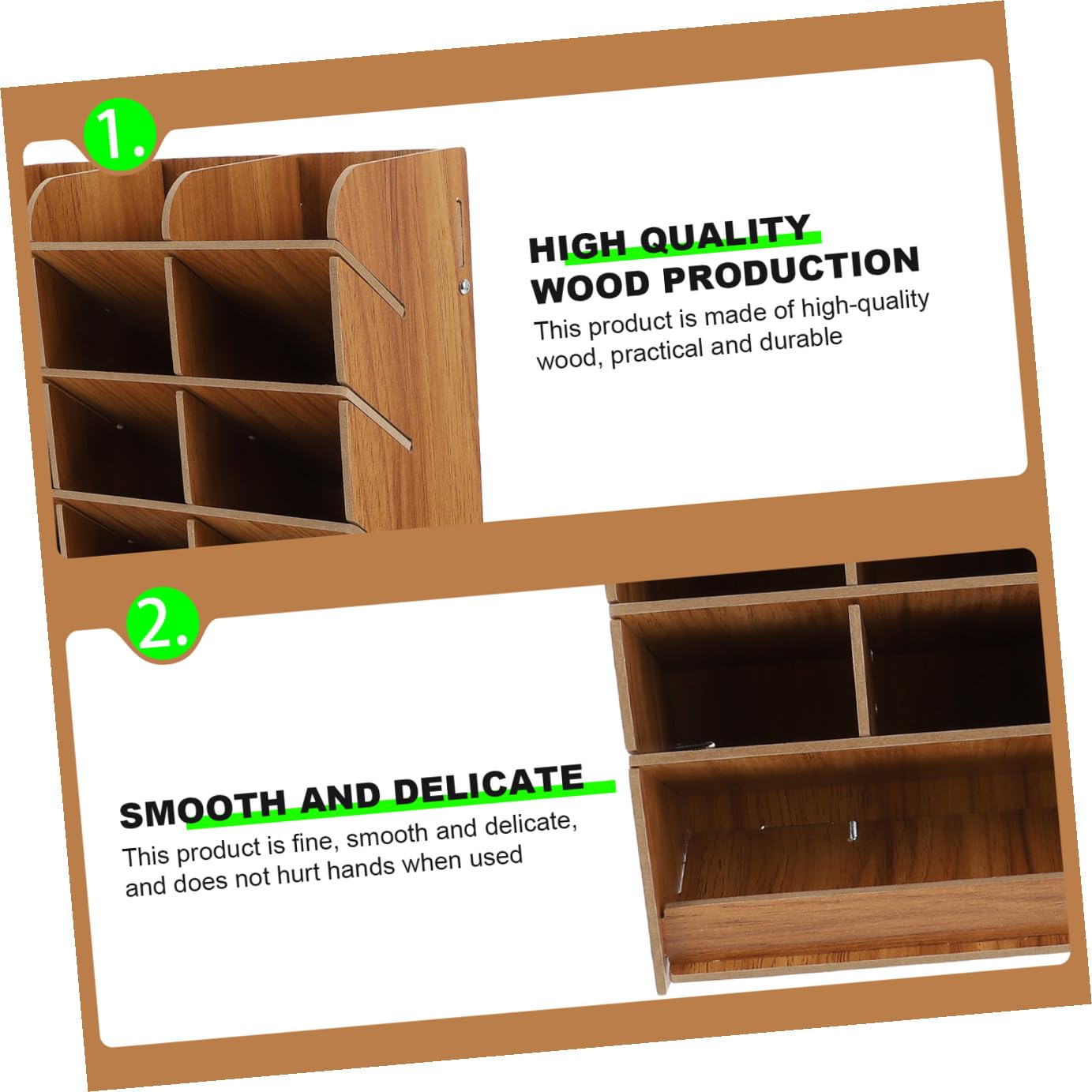 Porta Penne da Scrivania in Legno Scomparti Multipli Organizzatore Stazionario Ufficio Casa Elegante
