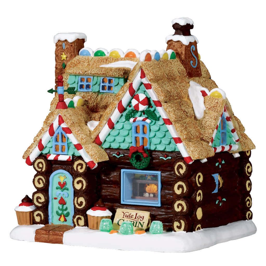 Lemax Multicolored Yule Log Cabin Christmas Village Illuminated Building - New For 2017
