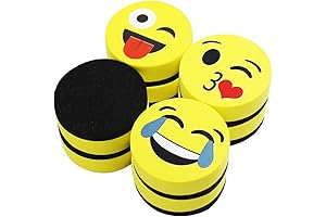 Transform Your Whiteboard with VIZ-PRO's Magnetic Smiley Face Eraser Pack for a...