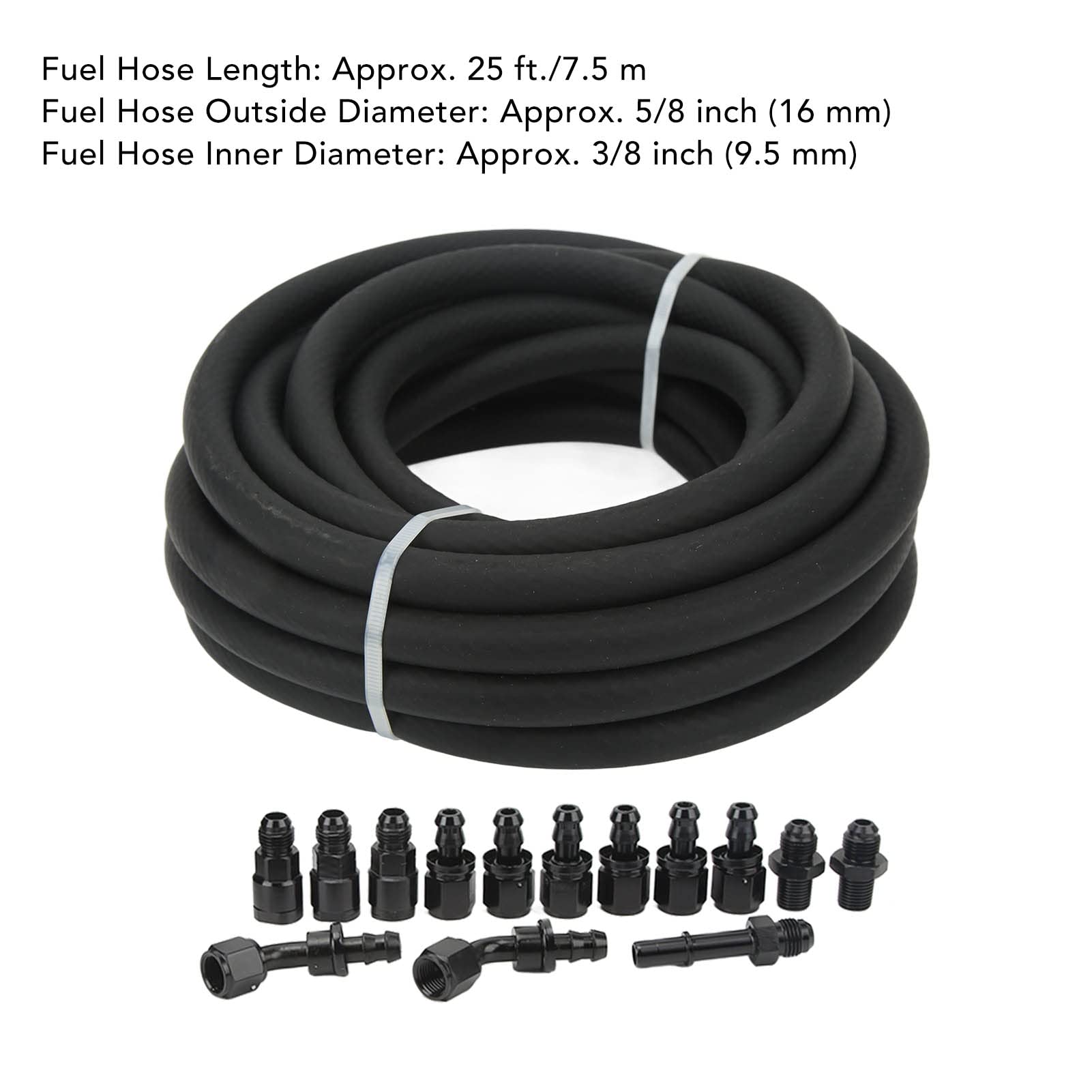 Tubo Flessibile da 25 Piedi E Raccordi Per Sistema di Iniezione Carburante EFI, Kit Completo Linea Carburante Conversione 3/8 Pollici 6 An LS,