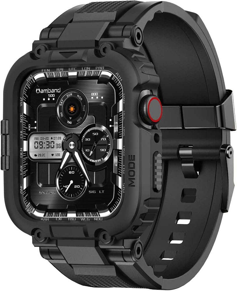 amBand Sport Band Compatible with Apple Watch 38mm 40mm 42mm 44mm, Flexible Silicone and Adjustable Comfort Strap Compatible with iWatch Series 5/4/3/2/1