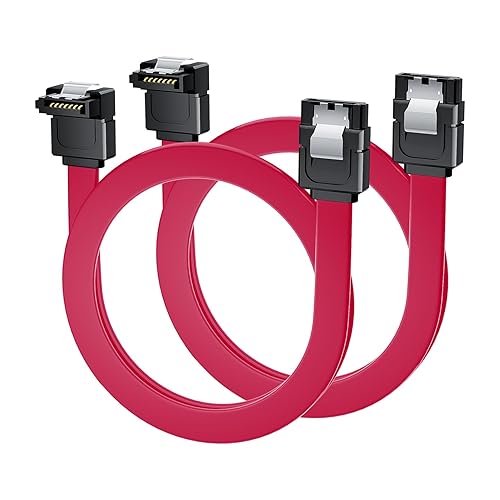 Miniatura 9 de BolAAzuL Cable SATA III en ángulo recto y recto, paquete de 2 cables de datos SATA de 90 grados + cable SATA 3 recto a recto, cable SATA de 6 Gbps