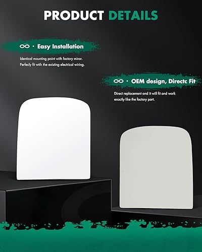 Miniatura 4 de SCITOO Espejo de remolque plano superior de repuesto con lente de espejo lateral izquierdo del conductor compatible con 1988-1998 para Chevypara GMC