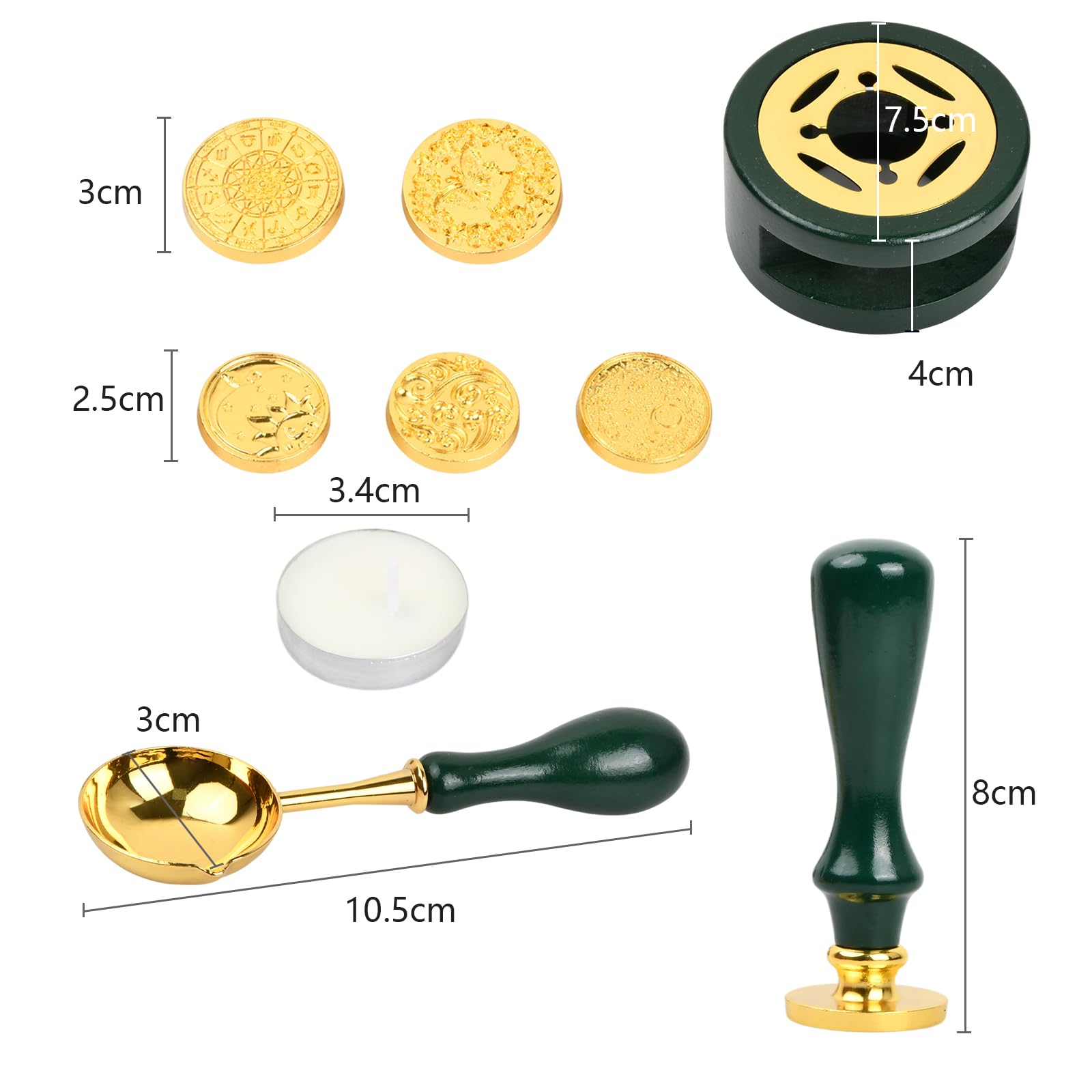 Kit di Timbri per Ceralacca, Sigillo Ceralacca Set, Ceralacca per Sigilli Kit, 6 Timbro Sigillo Di Cera, Forno di Fusione Cera Sigilli, Cera Lacca, Cucchiaio di Fusione per Ceralacca, Inviti, Buste