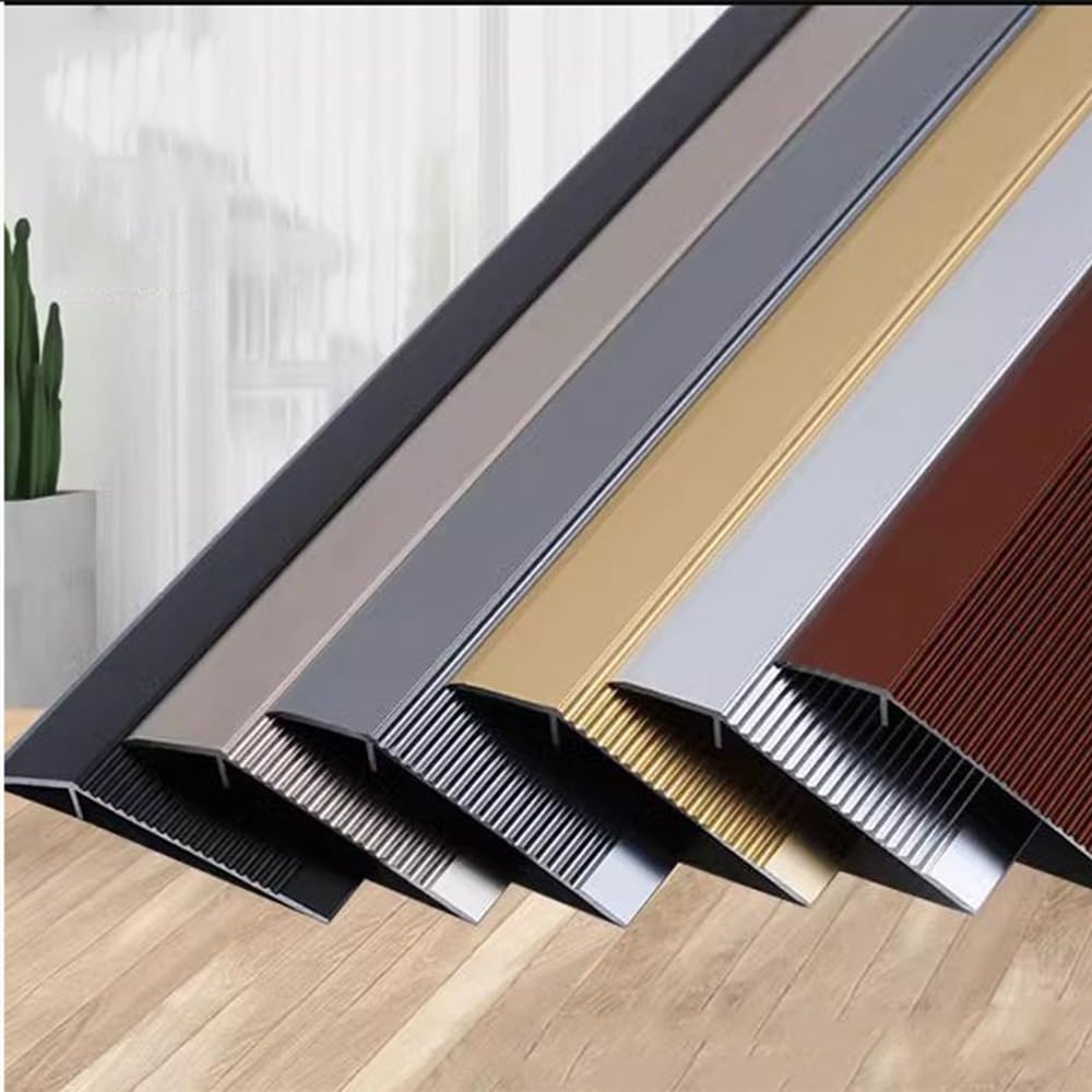 Aluminium Rampe D'entrée Seuils Réducteur, 10cm Bande De Transition Sol, Barre De Seuil De Rattrapage pour Compensation Hauteur Métal(Black)